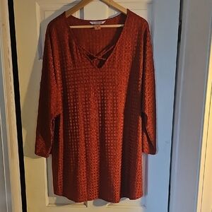 Women's Burnt Orange V-Neck Top